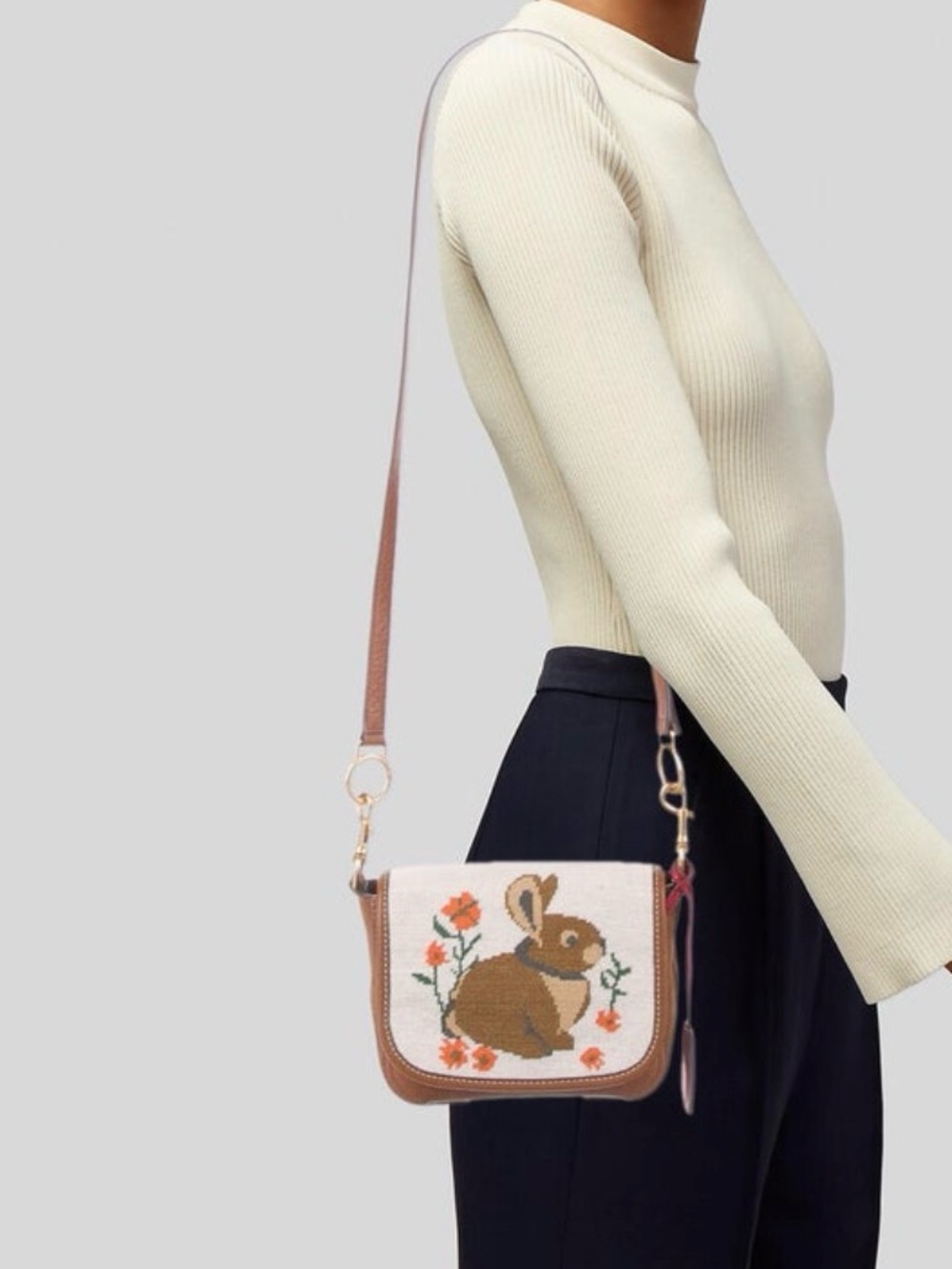 Tory Burch Perry Needlepoint Bunny Bag - Picture 2 of 6